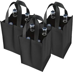 Wholesale Custom logo 4-bottle Wine <b>Tote</b> <b>Bag</b> Reusable Non-woven Wine Bottle <b>Tote</b> <b>Bag</b> Suitable for Camping and Picnicking - Product Image 1