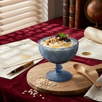 Bol en verre coloré sur pied Zowieware, directement de l'usine / Coupe à fruits en cristal durable avec logo personnalisé / Plat à dessert sur pied en gros