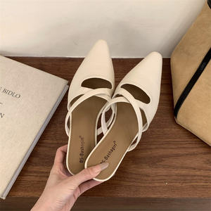 Fermer orteil demi pantoufle femmes 2025 nouvelles chaussures <span class=keywords><strong>Muller</strong></span> pointues françaises à fond plat - Product Image 2