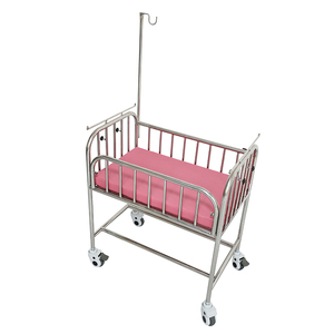 Toptan 4 tekerler hastane paslanmaz çelik bebek karyolası tıbbi bebek beşik yatak mobil yenidoğan arabası - Product Image 5