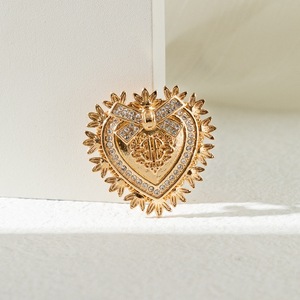 Heart Shape Peace Ribbon <b>Brooch</b> Pins Jewelry Cute Love Heart Real Gold Plated Wedding <b>Brooch</b> for <b>Women</b> - Product Image 2