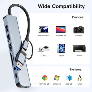 Concentrador de datos 8 en 1 con 4 puertos de datos <span class=keywords><strong>USB</strong></span> a 1, lector de tarjetas SD/TF, audio de 3,5mm para teléfonos, portátiles, <span class=keywords><strong>iPad</strong></span> <span class=keywords><strong>Pro</strong></span> Switch y más - Product Image 2