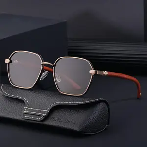 DL GLASSES Factory Cheap Outdoor Men Square Retro Sunglasses 2024 Wood Grain Leg Sun Shades Wholesale Eyewear