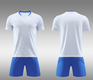 Maillot de football blanc et bleu pour homme, manches courtes, anti-transpiration, coupe athlétique, uniforme d'équipe toutes saisons - Product Image 3