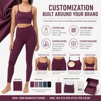 Ensemble de yoga personnalisé pour femme : Soutien-gorge de sport à encolure carrée et dos croisé, Leggings taille haute sans couture avant pour le Pilates, l'entraînement en studio et les tenues de sport