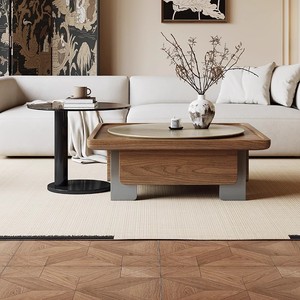 Juego de Mesa de Centro de Madera Maciza Retro Sun Goddess, Color Nogal, Estilo Nórdico, Muebles para Sala de Estar - Product Image 5