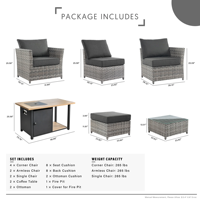 Chaise en osier de rotin en aluminium chaud Table de foyer Patio ensembles de jardin meubles d'extérieur terrasse balcon arrière-cour groupe de sièges
