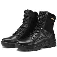 Bottes tactiques d'hiver pour hommes à lacets en cuir véritable avec embout en acier, anti-perforation, légères (0,8 kg) – Vente chaude