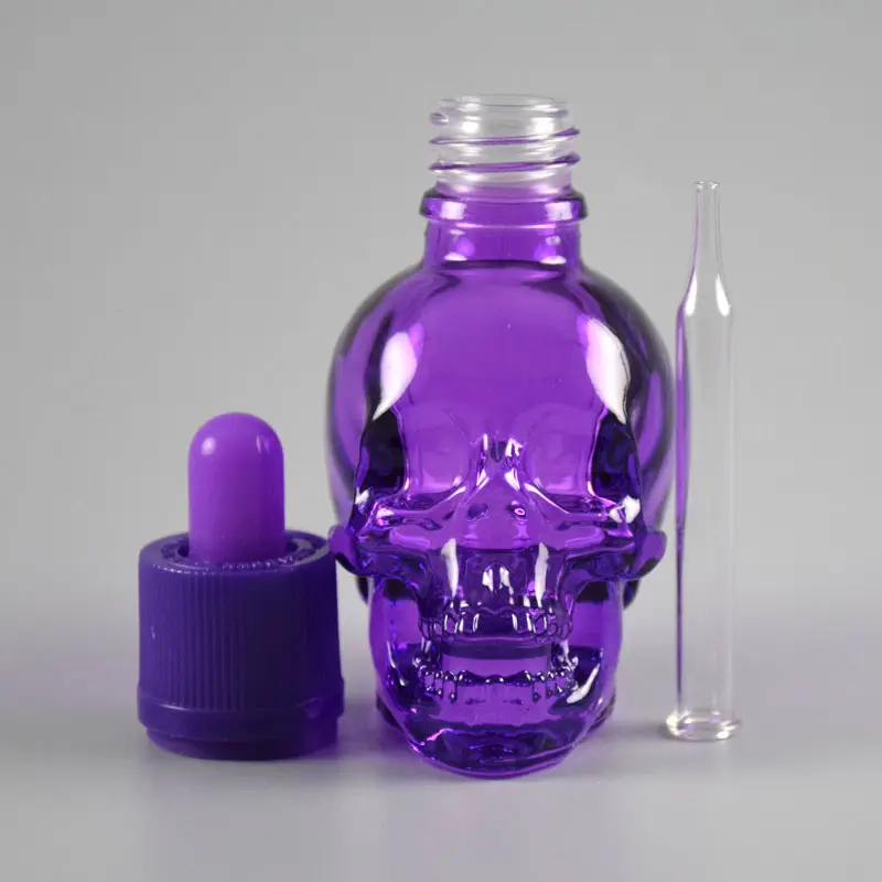 colorful glass essential oil bottle pipette 1oz 30ml skull bottle dropper glass ejuice