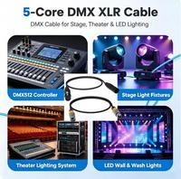 Câble DMX512 professionnel IP65 extérieur 5 broches XLR mâle vers femelle avec harnais fini, contacts en alliage de cuivre plaqués or