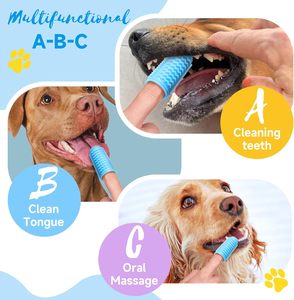 Pet Dental Care Silicone 360 Degree <b>Puppy</b> Pet Dog Tooth Brush Finger <b>Toothbrush</b> Kit with Soft Bristles for Teeth Cleaning - Product Image 3