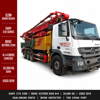 Camion pompe à béton diesel d'occasion Sany 52m Mercedes Benz Actros 3344 6x4 2019 SY5419THB 35000kg Exportation
