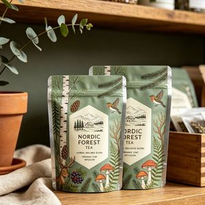 High Barrier Aluminum Foil Matte Finish <b>Zip</b> <b>Lock</b> Resealable Odor Proof Tear Notch Stand Up Pouch For Premium Tea Packaging <b>Bag</b> - Product Image 1
