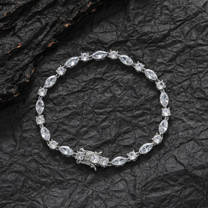 Cadena de tenis para hombre y mujer, pulsera de circonita ojo de caballo, circonita ovalada, joyería combinable, collar de moda Tanjing Lijing - Product Image 2