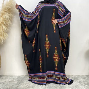6427# Traditional Colorful Pattern <b>Print</b> Big Batwing Sleeves Women Ramadan Prayer Muslim <b>Islamic</b> Abaya Dress Eid - Product Image 2