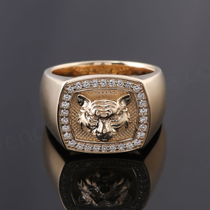 Anillos de Diamantes Redondos con Diseño de Animales, Joyería Personalizada, Anillo de Compromiso de Oro de 14k para Hombre, Anillos de Joyería Fina para Fiesta - Product Image 5