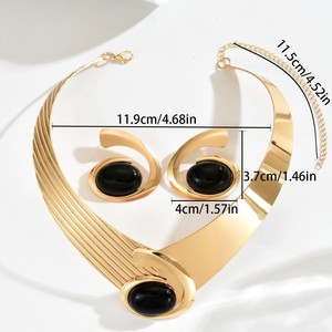 Luxurious Fashion Bold Elegant Africa Turquoise Boho <b>Stacked</b> Acrylic Gold Plated Exaggerated Jewelry Sets for European Women - Product Image 6