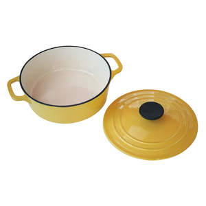 Casserole hollandaise émaillée de couleur 21 cm, casseroles hollandaises <span class=keywords><strong>en</strong></span> <span class=keywords><strong>fonte</strong></span> <span class=keywords><strong>jaune</strong></span>, ensemble de batterie de cuisine <span class=keywords><strong>en</strong></span> <span class=keywords><strong>fonte</strong></span> émaillée de couleur 2,5 QT - Product Image 2
