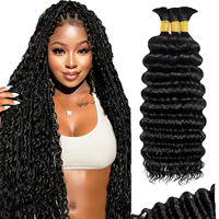 Cabello Humano al por Mayor para Trenzas, 100g, Ondulado Profundo, Estilo Boho, Trenzas sin Nudos, Pre-estirado, Extensiones Sin Enredos para Mujeres Negras