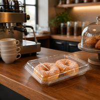 Boîte à gâteau en PET transparent avec couvercle à charnière, emballage jetable et recyclable pour pâtisserie, qualité alimentaire, vente en gros, personnalisable pour chewing-gum et sushi
