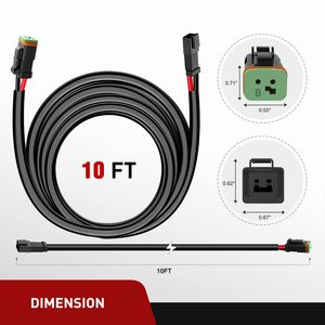 10 kaki memanfaatkan kabel otomotif ekstensi Kit, Plug dan Play DT konektor untuk Offroad LED bar, lampu kerja, lampu kabut - Product Image 3