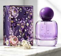 Parfum boisé musqué pour femme 50 ml, senteur longue durée, élégante boîte florale violette pour le bureau, les rendez-vous et les soirées