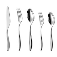 Ensemble de couverts en acier inoxydable 304, 5 pièces, manche ergonomique, poli miroir, passe au lave-vaisselle, qualité alimentaire, pour mariage, banquet, hôtel