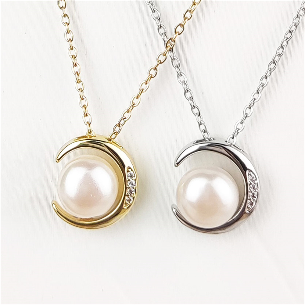 ネックレス・ペンダント Monday Edition _ Moon Pearl Necklace Ins Style 8mm Freshwater Pearl Pendant Crescent Moon Necklace