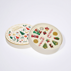 Boîte Cadeau Ronde de Noël pour Bonbons avec Design Festif et Construction Rigide en Carton Ivoire pour Cadeaux de Fêtes - Product Image 3
