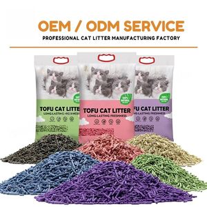 فضلات قطط من التوفو الطبيعي 100٪ صديقة للبيئة من مصنع مينغزهوا، مخططة أسطوانية الشكل طويلة الأمد مزيلة للروائح خالية من الغبار 2.4 كجم - Product Image 1