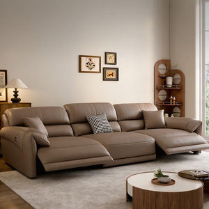 Divano multifunzione in pelle a tre posti in vera pelle <span class=keywords><strong>Design</strong></span> minimalista leggero di lusso estensibile per salotti domestici - Product Image 1