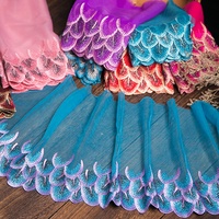 Dentelle brodée en plumes de paon colorées, écologique, 20 cm de large, tissu doux, pour vêtements de maison, lingerie, accessoires de poupée 3D