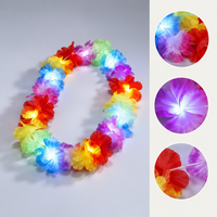 Guirlande de fleurs lumineuses LED, collier floral coloré pour fête Luau, mariage, festival, événement de plage, déguisement, décoration de fête