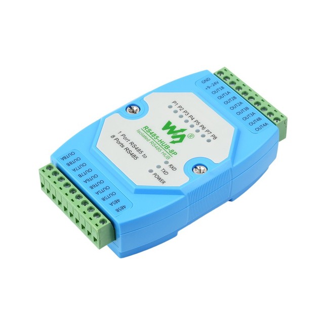 Industrial-grade Isolated 8-ch RS485 Hub, Rail-mount Support, Wide Baud Rate Range