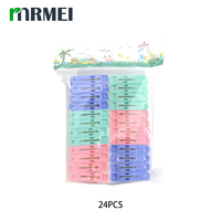 Lot de 24 pinces à linge multifonctionnelles écologiques en plastique et métal multicolores pour intérieur/extérieur