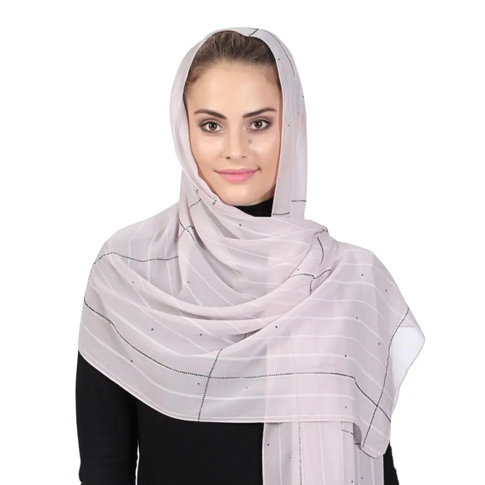 Hochwertige Diamant Chiffon Frauen Long Hijab Schal Muslim Hijab Islam Turban Schal Kopftücher