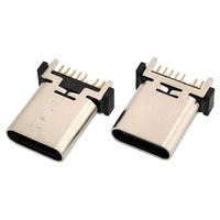 Konektor USB C Female 14pin Vertikal Tipe DIP USB-c Female Konektor USB Type C untuk PCB Pengisian Daya dan Transfer Data 2/16/24pin
