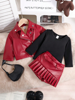 Ensemble trois pièces preppy pour fille, style western tendance et international