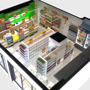 Usine personnaliser supermarché épicerie gondole rayonnage boutique rayonnage <span class=keywords><strong>grain</strong></span> de bois vin présentoir - Product Image 4