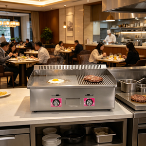 Plancha de Cocina de Acero Inoxidable con Dos Quemadores, Cocina Comercial de 2800PA SURPASS JXP‑R722, Calentamiento Rápido, Sin Humo, para Restaurante - Product Image 1