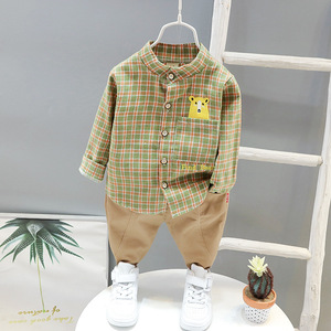 เสื้อผ้าเด็กคุณภาพสูงขายส่ง ชุดเสื้อยืดเด็กผู้ชายและกางเกงขายาวสีกากี ชุด 2 ชิ้น - Product Image 6