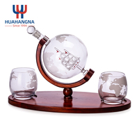 Juego de Decantador de Whisky de Lujo con Base de Madera, Decantador de Vidrio con Mapa del Mundo y Vasos de Whisky para Regalos Premium al por Mayor