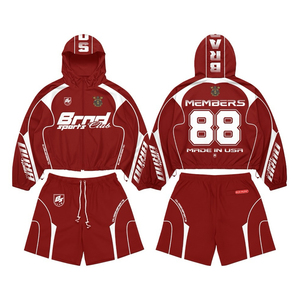 Conjunto Corto de Verano Transpirable de Alta Calidad con Diseño Personalizado OEM, Chaqueta Cortavientos con Estampado, Última Moda en Ropa Urbana con Logotipo Totalmente Personalizado - Product Image 5