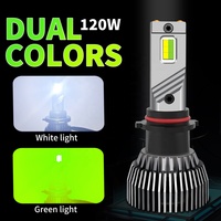 Phares LED bicolores M6G 120W à commutation 6500K Blanc Vert Citron H1 H3 H7 H8 H9 H11 Canbus 12V24V, directement de l'usine