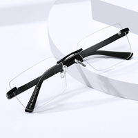 Lunettes de vue sans monture en métal pour homme MS 91763 – Monture polie avec branches élégantes et minimalistes – Polyvalentes pour le quotidien