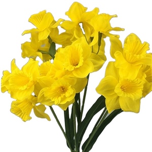 Fiori artificiali all'ingrosso della decorazione domestica di cerimonia nuziale dei fiori artificiali dei daffodils bianchi e gialli del PE - Product Image 6