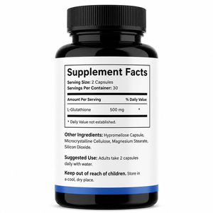 Capsules de L-glutathion liposomales GSH originales réduites à 500 mg, antioxydant beauté éclatant, végétaliennes, faibles en sucre, sans gluten, pour adultes - Product Image 6