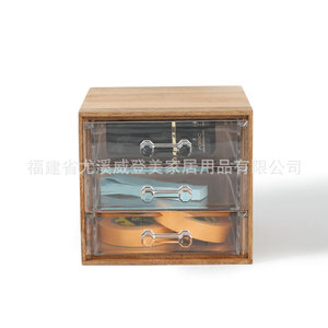 Bamboo desktop <b>storage</b> <b>box</b> with <b>drawers</b>, household dustproof organizer, cosmetic and jewelry <b>storage</b> <b>box</b>, customizable. - Product Image 3