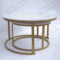 Table basse moderne blanche de nidification ronde de fer pour le salon à la maison