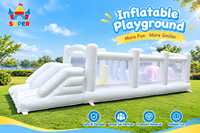 Vente directe usine : Parcours d'obstacles gonflable blanc, château gonflable commercial extérieur en PVC 0,55 mm avec souffleur, certifié CE, facile à monter
